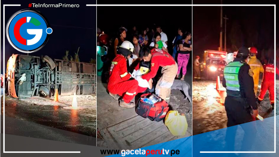 Chincha: Más de 32 personas sufren graves heridas en volcadura de bus