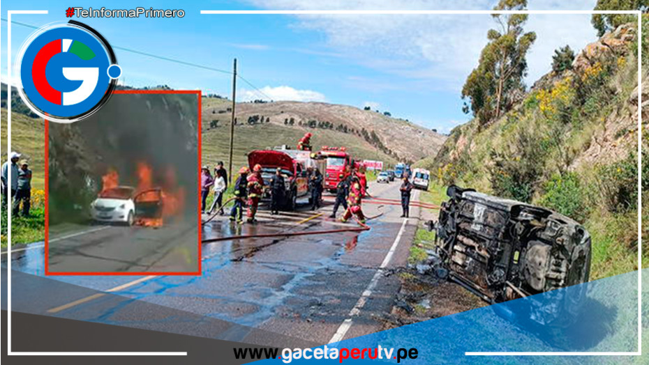Puno: Chofer termina envuelto en llamas al incendiarse su taxi 