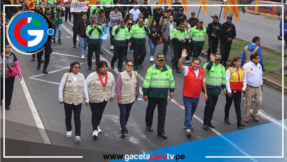 Alcalde Ulises Villegas encabeza la Caminata por la Paz, Seguridad  y  Simulacro Nacional Multipeligro 2024en Comas