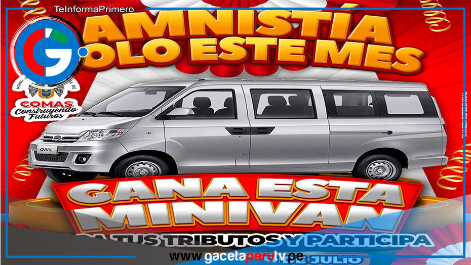 Comas Lanza Amnistía y Sorteo de Minivan Cero Kilómetros