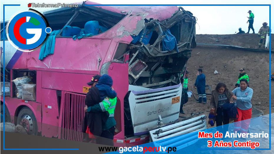  Fatal accidente de bus interprovincial en Huaral deja una mujer fallecida y 20 heridos