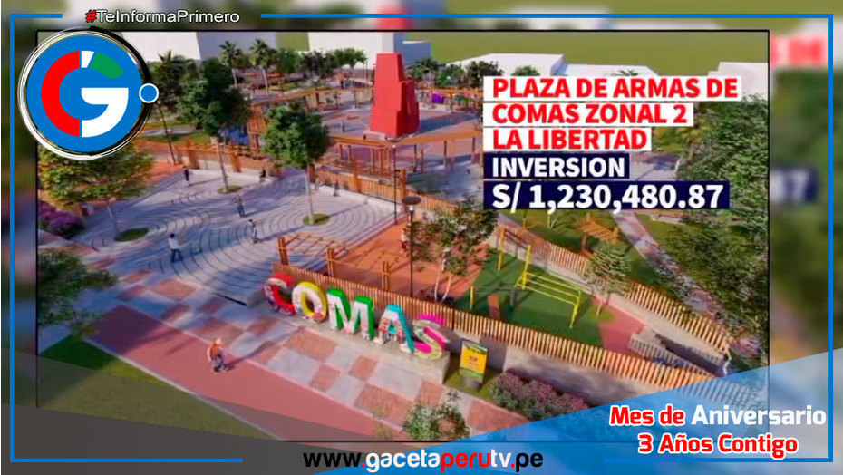 Reconstrucción de plaza de armas de Comas comenzará en octubre