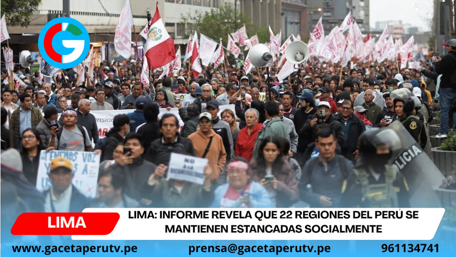 Informe revela que 22 regiones del Perú se mantienen estancadas socialmente