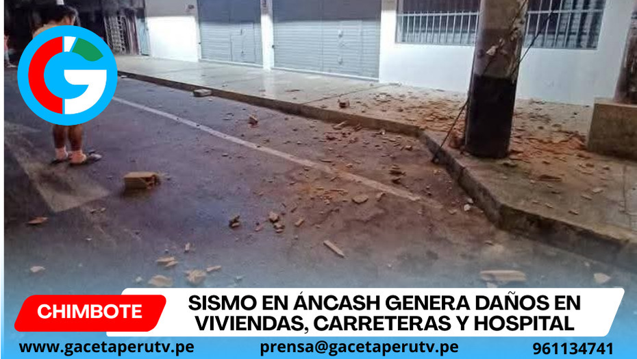 Sismo en Áncash genera daños en viviendas, carreteras y hospital