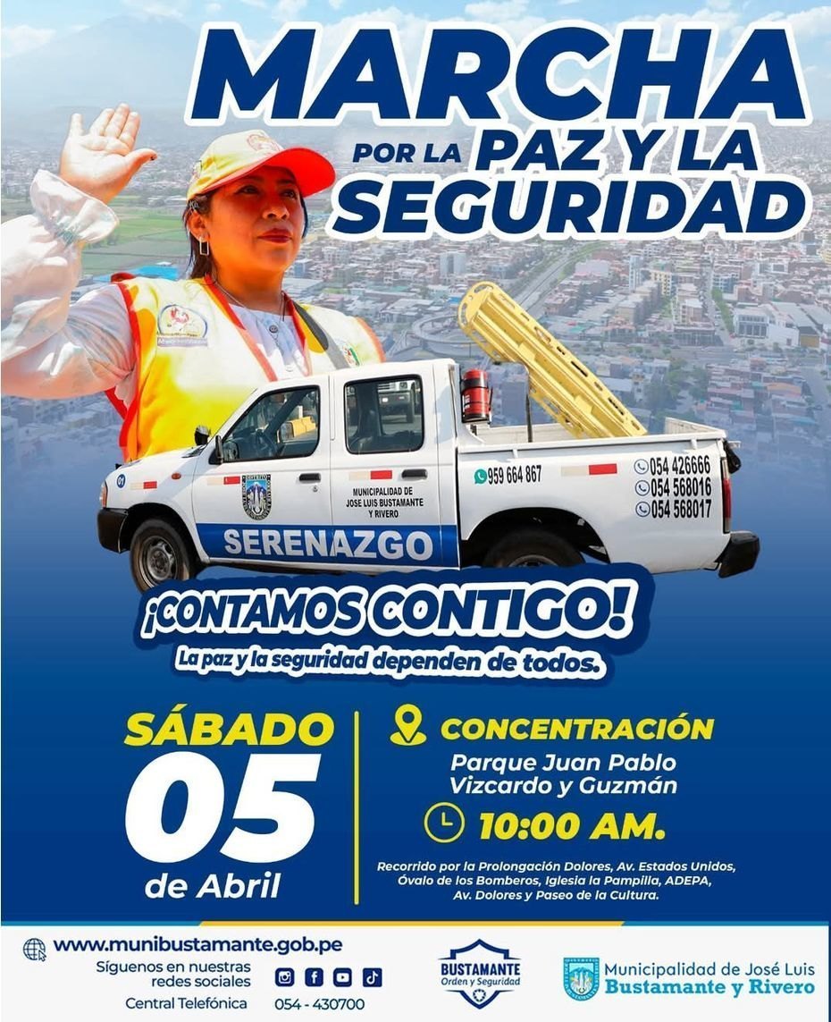 Este 5 de Abril Bustamante marchará por la seguridad 