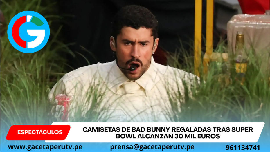 Camisetas de Bad Bunny regaladas tras Super Bowl alcanzan 30 mil euros