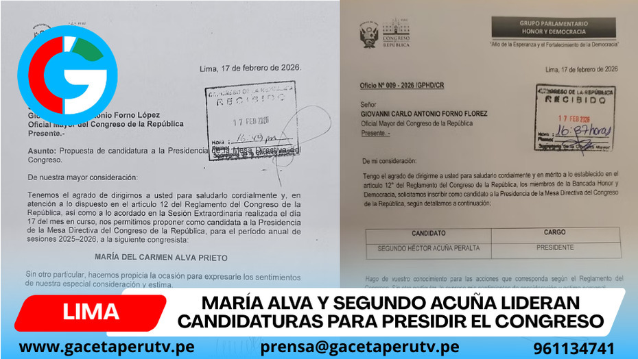 María Alva y Segundo Acuña lideran candidaturas para presidir el Congreso