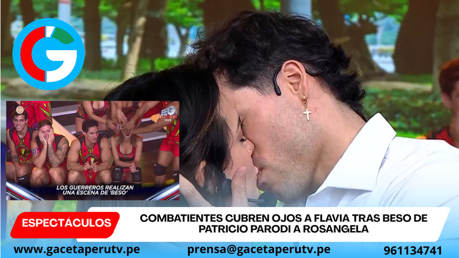 Patricio y Rosángela se besan y tapan ojos a Flavia